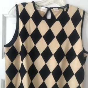 Dana Buchman Navy Blue & Cream vest